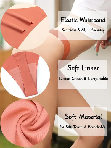 Vista 3 de Paquete de 8 tangas sin costuras para mujer, ropa interior transpirable suave, tangas elásticas, multi para mujer