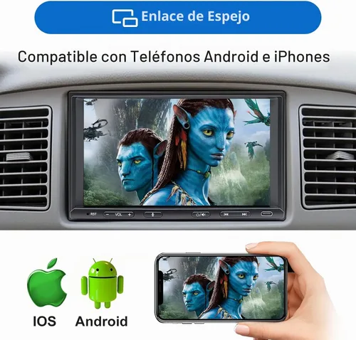 Vista 5 de [Usado] Radio Estéreo de Coche Doble DIN, CarPlay Inalámbrico Android Auto Inalámbrico, Receptor de Audio de Coche con Pantalla Táctil de 7 Pulgadas