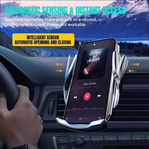 Vista 3 de Cargador inalámbrico para automóvil, carga rápida de 15 W, sujeción automática de carga rápida, soporte de teléfono con detección, apto para iPhone