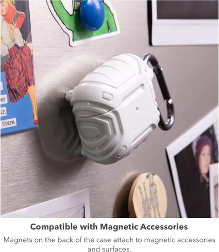 Vista 6 de Gear4 Apollo Snap - Funda para AirPods de 3ª generación, compatible con carga inalámbrica, llavero con mosquetón incluido, color negro