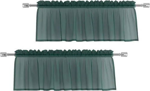 Vista 13 de Cenefas traslúcidas beige de 18 pulgadas, cortinas para ventana de sala de estar, dormitorio, cocina, mini paneles de cortina cortos pequeños