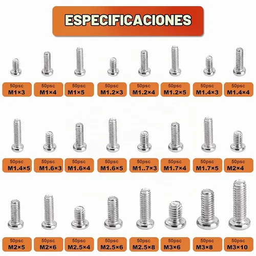 Vista 2 de 1200 piezas Phillips Pan Head Pequeña Máquina Scews, Tornillo pequeño, Tornillo Pequeño Tornillo de Cabeza Pan, Mini Tornillo Surtido Kit