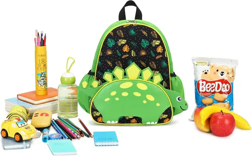 Vista 7 de CAMTOP Bonita mochila para niños pequeños pequeños en 3D con diseño de animales de dibujos animados para niñas y niños Verde Dinosaur Green