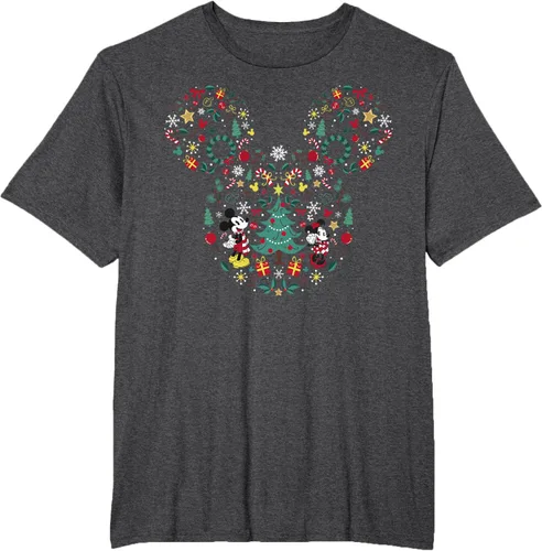 Vista 16 de Disney Mickey y Minnie Mashup Navideño Camiseta de Manga Corta Negro