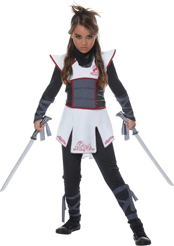 Vista 2 de Disfraz de ninja blanco para niñas, Negro, Blanco