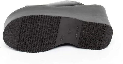 Vista 4 de Pantuflas de tacón alto con plataforma y puntera abierta para mujer, Negro, 7