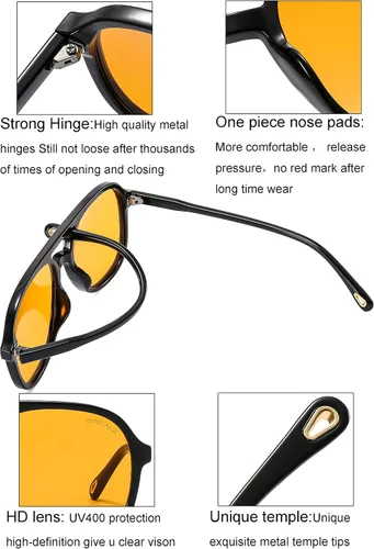 Vista 3 de OTICALA Gafas de sol de gran tamaño para mujer, parte superior plana, elegantes, grandes y cuadradas