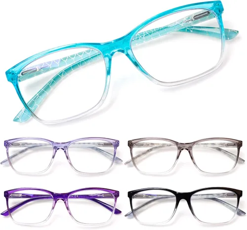Vista 15 de SIGVAN Lentes de lectura para mujer, con bloqueo de luz azul, bisagra de resorte, diseño de moda, lentes con estampado para mujer