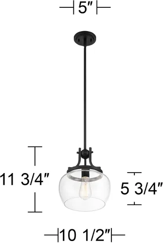Vista 4 de Kristov - Mini lámpara colgante de cristal transparente negro de 10 1/2