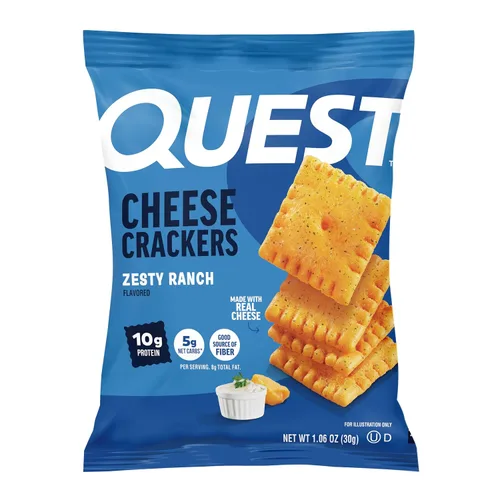 Vista 13 de Galletas de queso Quest Nutrition, explosión de cheddar, 10g de proteína, 5g de carbohidratos netos, 1g de azúcar, hechas con queso real, snack alto