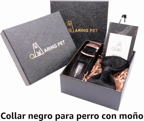 Vista 6 de ARING PET Collar de perro con corbatín, collares de terciopelo para perros con corbatín extraíble, collar de lazo ajustable para perros hembras