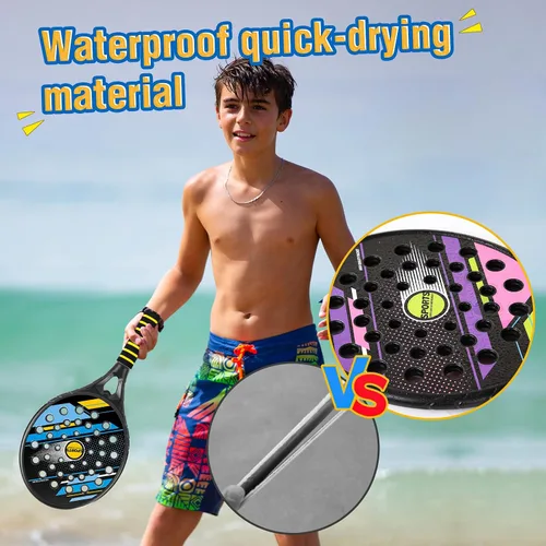Vista 5 de Juego de pelota de pepinillo para niños, raqueta de tenis impermeable con orificio de aire, juguetes de playa para niños y adultos, familia, 2