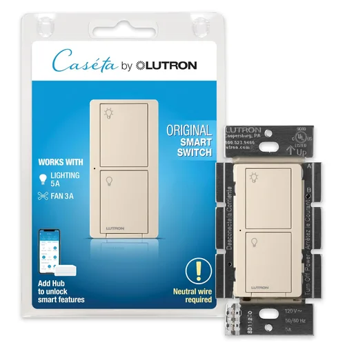 Vista 17 de Lutron Caseta - Interruptor de luz inteligente original (requiere Lutron Smart Hub), para el hogar, luces LED y ventiladores, 6 amperios, un solo