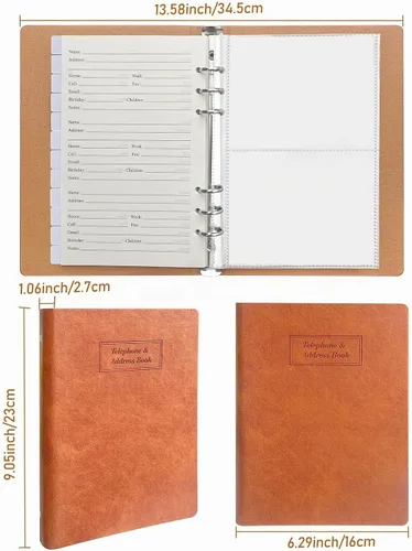 Vista 7 de Happyaokeland Libreta de direcciones rellenable con pestañas alfabéticas, libreta de teléfonos de tapa dura 648 libreta de contactos con bolsillos