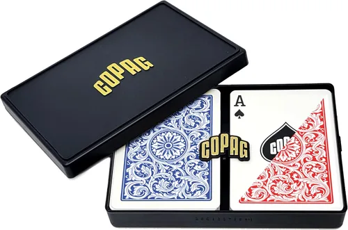 Vista 8 de Copag 1546 Design - Juego de cartas 100% de plástico, tamaño de póquer (estándar) rojo/azul (índice jumbo, 1 juego)