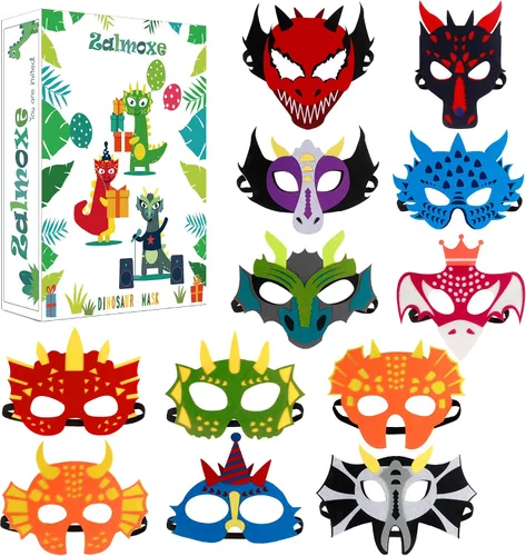 Vista 9 de Máscaras de fieltro para niños, máscaras de fiesta de cumpleaños, suministros de máscaras, máscaras de Halloween 12 máscaras-B