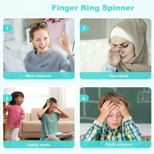 Vista 3 de 100 paquetes de anillos sensoriales con puntas, anillos sensoriales de acupresión con puntas para adultos, anillo antiestrés silencioso y masajeador