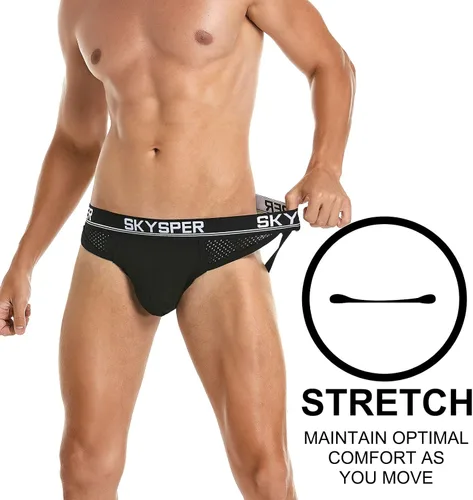 Vista 44 de SKYSPER Jock Strap Athletic Supporter para hombres Sexy Jockstrap Ropa interior masculina