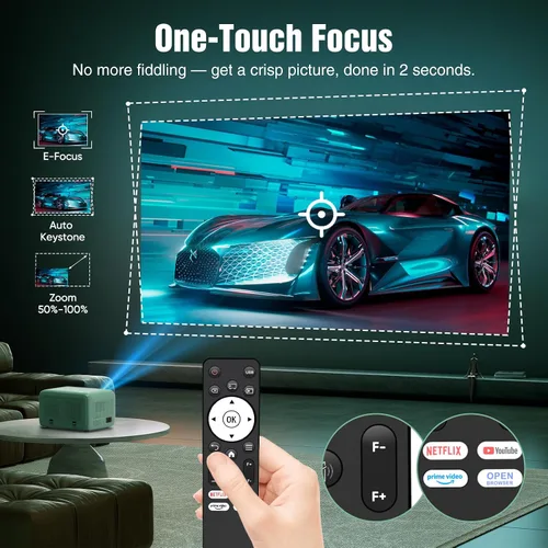 Vista 12 de Proyector TMY 4K con WiFi Bluetooth, Compatible con Netflix/Prime Video/YouTube, Proyector de Cine en Casa Portátil al Aire Libre, Proyector Mini