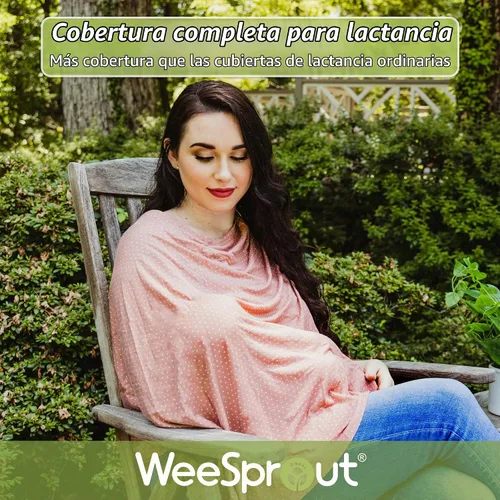 Vista 2 de WeeSprout Manta de Lactancia para Amamantar, Poncho de Lactancia Suave y Transpirable, Inserción para el Cuello para Vista Manos Libres, Manta