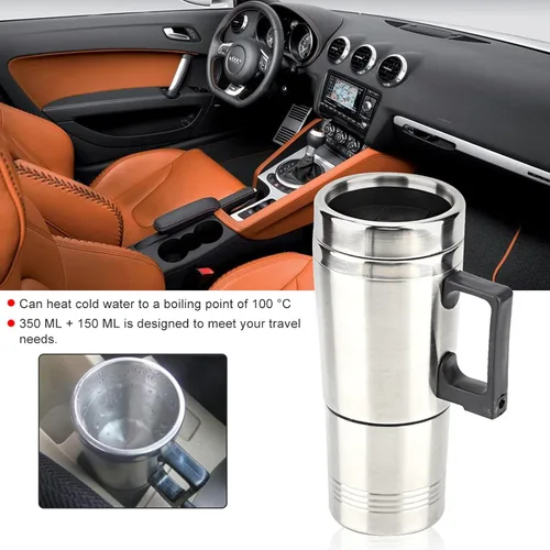 Vista 3 de Hervidor eléctrico portátil para automóvil, 12 V, taza de calefacción eléctrica para café, té, taza de calentamiento de agua, hervidor de viaje
