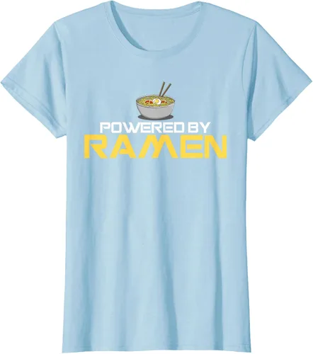 Vista 20 de Camiseta de fideos de anime japoneses Powered By Ramen, Negro, S