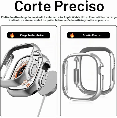 Vista 6 de Miimall - Funda para Apple Watch Ultra 1, 2, 3, 4 de 1.732 pulgadas, galvanoplastia de policarbonato duro [sin protector de pantalla], funda