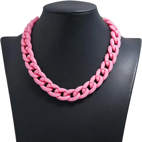 Vista 3 de Collar de cadena Figaro acrílico multicolor de moda cubana gruesa cadena de eslabones de resina para mujeres y niñas, joyería de festival, Resina