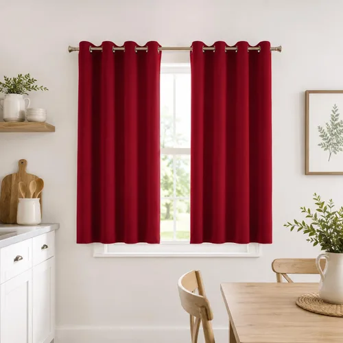 Vista 22 de Aquazolax Cortinas opacas de 45 pulgadas de largo, juego de 2 paneles para guardería, cortinas de tratamiento de ventanas con aislamiento térmico