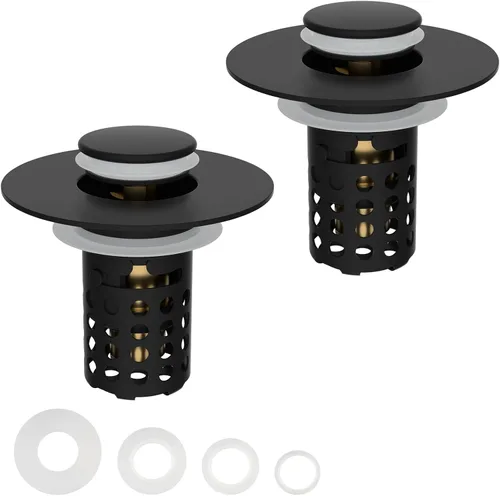Vista 9 de Colador universal para desagüe de lavabo de baño atrapa cabellos, 2 piezas mejoradas con cesta de filtro de acero inoxidable extraíble, tapón