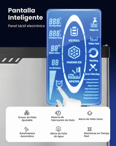 Vista 4 de VEVOR Máquina comercial para hacer hielo, máquina de hacer hielo de 300 libras/24 horas, máquina de hielo con contenedor de almacenamiento de acero