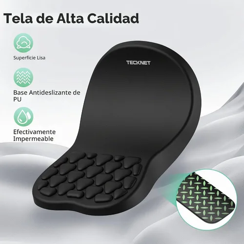 Vista 5 de TECKNET Alfombrilla ergonómica para mouse con reposamuñecas, teclado y alfombrilla de mouse con soporte para muñeca, diseño de masaje que alivia