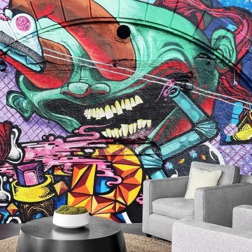 Vista 35 de NWT Calcomanía de pared extraíble/mural de pared estilo de dibujos animados, pintura en aerosol urbana, graffiti y arte callejero, tipografía