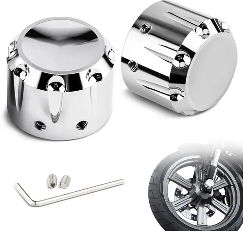 Vista 8 de Cubiertas para tuercas de eje delantero, tapas de tuerca de eje CNC compatibles con Harley Davidson Touring Dyna Sportster Trike Softail Street