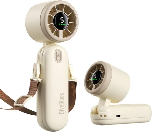 Vista 12 de iTurbo - Ventilador turbo de mano, mini ventiladores de mano portátiles plegables, batería recargable, pantalla LED de alta velocidad de 5