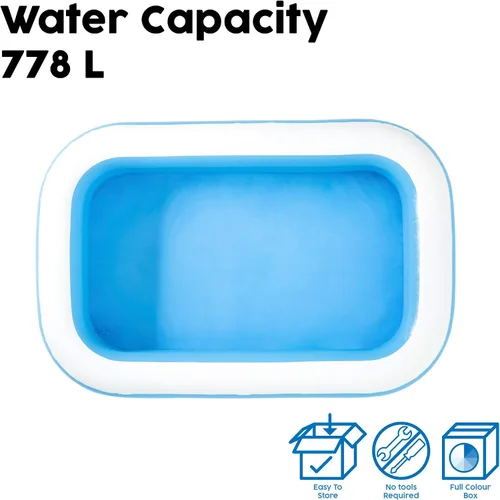 Vista 6 de Bestway 54006 Piscina inflable rectangular familiar, 103.1 x 68.9 x 20.1 in, azul/blanco