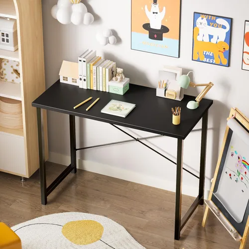 Vista 8 de Sweetcrispy Escritorio pequeño para computadora de 32 pulgadas, escritorio de oficina en casa, estación de trabajo de estudio pequeña