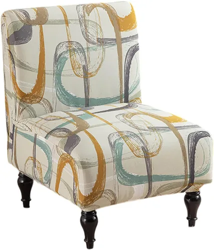 Vista 7 de HAOYONG - Funda de silla sin brazos de acento, funda elástica para silla deslizante con estampado, fundas protectoras para muebles, fundas
