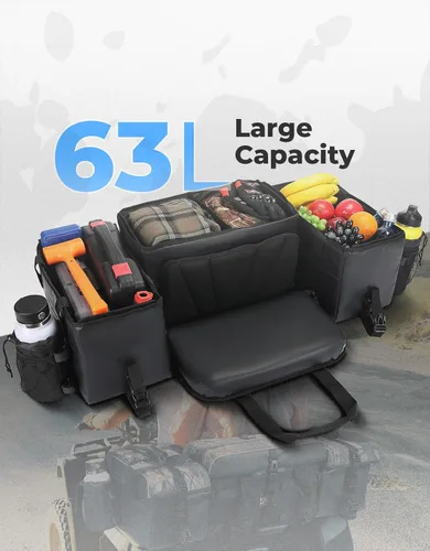 Vista 2 de KEMIMOTO Bolsas de Almacenamiento para ATV con Bolsa Refrigeradora, 76L Bolsas Grandes para ATV Bolsa para Portaequipajes Trasero, Bolsas Mejoradas