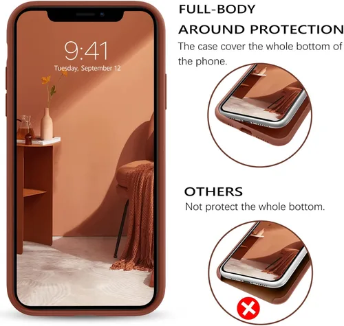 Vista 6 de DUEDUE Funda diseñada para iPhone 11 Pro, silicona líquida de gel suave, funda delgada con forro de tela de microfibra, cojín protector a prueba