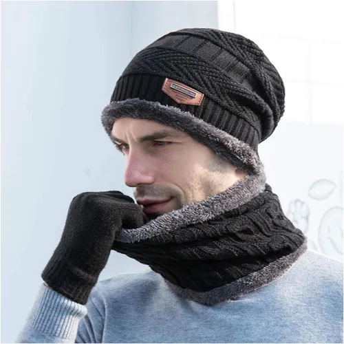 Vista 2 de Winter Knit Hat Scarf Neck Warmer Gloves Set for Women Knitting Hats Caps