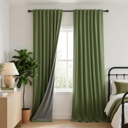 Vista 120 de KOUFALL - Cortinas de medio estilo francés de lino para ventana, juego de 2 cortinas cortas de 40 pulgadas de longitud, para privacidad, cortinas