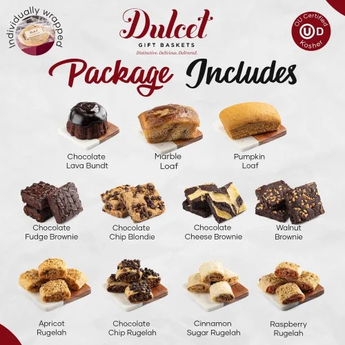 Vista 8 de Dulcet Gift Baskets suntuosa caja de regalo de dulces de panadería que incluye un pastel de chocolate, gran regalo para vacaciones, regalos