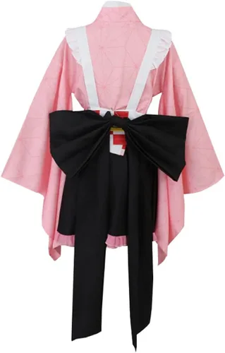 Vista 4 de Yunbei Disfraz de kimono japonés Kamado Nezuko para cosplay traje de bata Kanroji Mitsuri Yukata