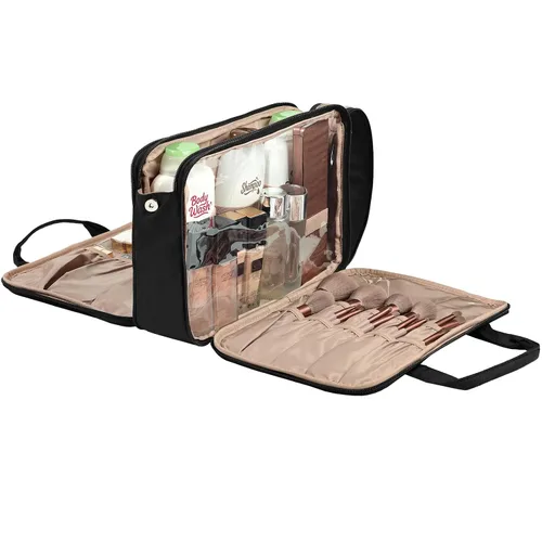 Vista 3 de NISHEL - Neceser de viaje, organizador de maquillaje portátil, bolsa de cosméticos plegable, estuche de viaje para artículos de tocador