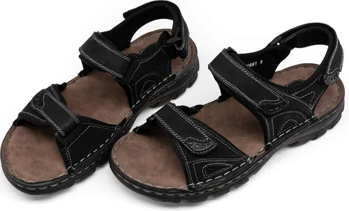 Vista 6 de Jousen Sandalias de cuero para hombre, sandalias de playa con punta abierta, sandalias deportivas de verano al aire libre