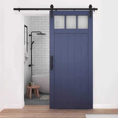 Vista 2 de National Hardware N700-003 Kit clásico para puerta de granero interior, negro mate, 72 pulgadas