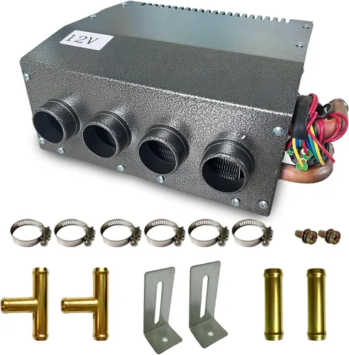 Vista 9 de XuSha Calentador de ventilador universal de 8000 BTU, 4 puertos, 12 voltios, calentador de aire, diésel, portátil, de bajo perfil, calentador