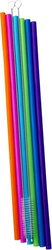 Vista 7 de Pajitas rectas de silicona reutilizables extra largas de 12 pulgadas para vaso extra alto de 40 onzas, botella licuadora de 32 onzas Nutribullet