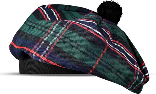 Vista 24 de Sombrero escocés Tam o Shanter Gorro escocés Tartan P.V Tartan (poliviscosa) Mezcla de lana con pompón Talla única para todos.